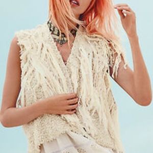 Free People Pinata Parade Boho Shaggy Fringe Vest
